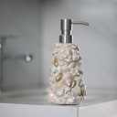 Seashell Resin Soap Dispenser - 14oz Creative Beach Handmade Shell Shaped Refillable Lotion Bottle for Bathroom, Vanity or Kitchen Counter Decor
