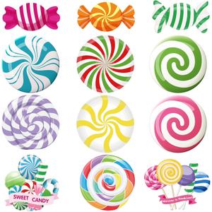 Pasimy 60 Pcs Candy Decorations Candy Cutouts Bulletin Board Set Sweet Peppermint Paper Cutouts for Candyland Themed Party Birthday Classroom Door Home Window Wall Supplies
