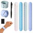 4pcs Wrist Notepad, 9.37x1.18x0.1in Erasable Wearable to Do List Reminder Bracelet Silicone Reusable Notes Memo Wristband with Pen Eraser Slap Ruler for Students Nurses Daily Planner (Color 2)