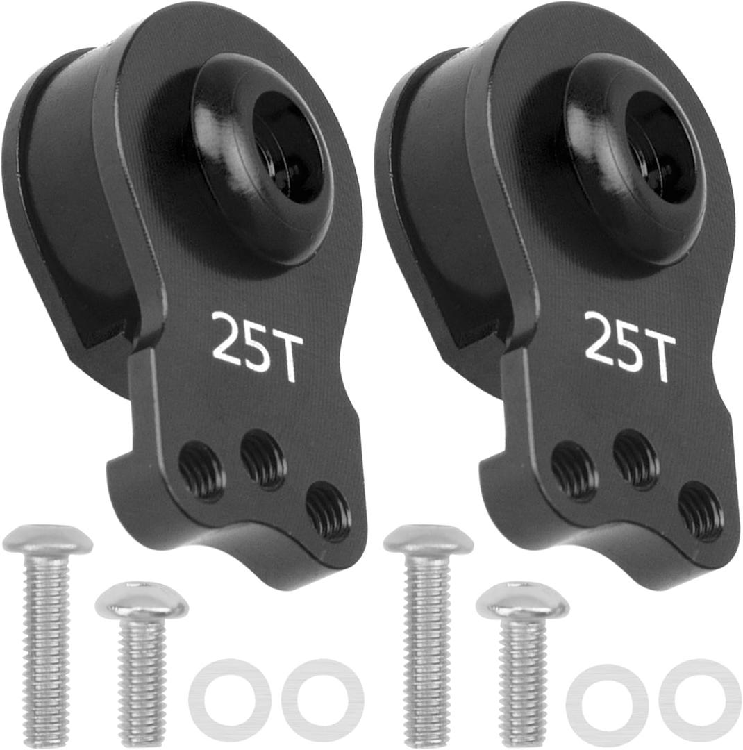 2Pcs Vgoohobby Aluminum RC 25T Servo Saver Adjustable Hi-Torque Servo Saver Compatible with Futaba Tamiya Servos 1/10 Traxxas TRX4 TRX6 SCX10 Capra RC Car (Black)