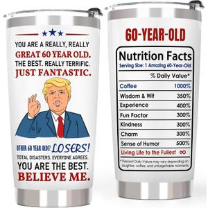 Breezy Valley Christmas Gifts for Women Men, Happy Birthday Gifts Cups Tumbler - 60 Year Old Birthday Gift Ideas for Mom Dad Sister Friend - 60th Birthdays Cups Tumbler