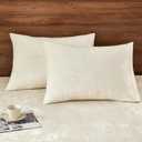 PHF Super Soft Velvet Pillowcases Standard Size, No Insert, 2 Pack Luxury Cozy Warm Pillow Shams Covers with Envelope Closure, 20" X 26" Cozy Fuzzy Flannel Pillow Case, Cream