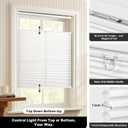 Lazblinds Upgraded Top Down Bottom Up (TDBU) Honeycomb Blinds, No Drill No Tools Easy Install Cordless Cellular Shades for Windows 34" W x 64" H, White - Light Filtering