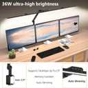 3000 Lumen Ultra Bright Architect Desk Lamp with Clamp, 36W Tall Overhead Led Desk Light for Home Office, 47Inch Long Dimmable Computer Monitor Light Bar with Remote for Table Desktop Drafting