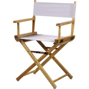 18" Director's Chair Natural Frame-White Canvas (18" - Classic Height, Natural Frame/White Canvas)