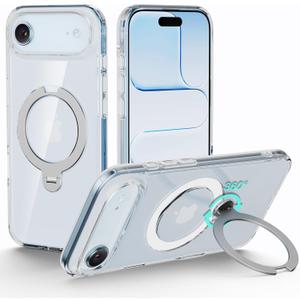 Flex Stand Case for iPhone Air, 360 Rotatable Kickstand, MagSafe Compatible, Slim Protective Cover, Shockproof (Clear)