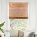 CHICOLOGY Bamboo Roman Shade, Cordless Light Filtering Woven Wood Window Treatment for Living Room, Dining Room, Kitchen & Office, Natural Bamboo Blinds for Boho Coastal Decor, Squirrel, 27"W x 64"H