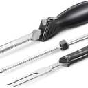 Reemix Electric Knife, Z3042 Electric Knife Set for Carving Meats, Poultry, Bread, Crafting Foam & More, 2 Blades for Meats & Bread, Fork Included (Black)