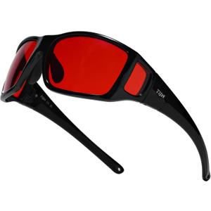 TIJN Sonia Red Sleep Glasses Orange Lens for Blue & Green Light Blocking,Dual AR Coating,Wraparound Frame for Gaming Screen