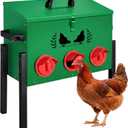 30 LB Large Automatic Chicken Feeder, No Waste Metal Poultry Feeder with 8 Ports, Weatherproof Outdoor Dispenser with Adjustable Legs & Locking Lid for Backyard Chickens, Green