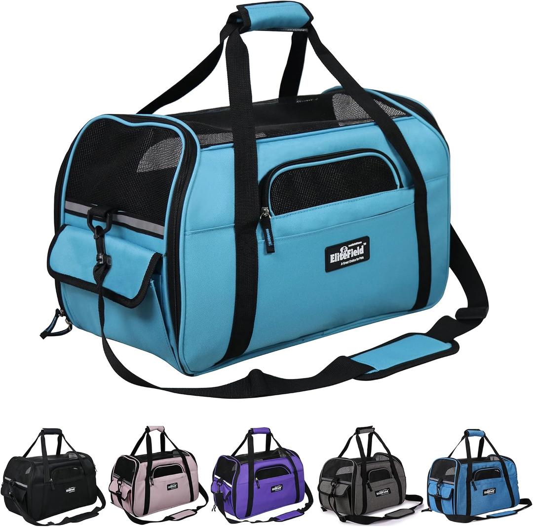 EliteField Soft Sided Pet Carrier  (Medium: 17" L x 9" W x 12" H, Sky Blue)