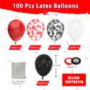 2 x 100pcs Red Black White Latex Balloons with 12 Inch Red Black Glitter Confetti Balloons Birthday Wedding Baby Shower Graduation Poker Card Decorations, Red and Black Party Balloon Set