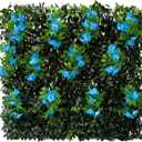 Sumery Expandable Fence Privacy Screen for Balcony Patio Outdoor,Decorative Faux Ivy Fencing Panel,Artificial Hedges (Single Sided Leaves) (1, Branches -Blue Fowers)