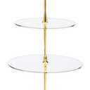 Boao 3 Tier Acrylic Cupcake Stand, Dessert Tower Cupcake Cookies Display Stand Reusable Pastry Platter for Wedding Birthday Baby Shower Treats Tea Party Decorations, Clear with Gold Edge(Transparent)
