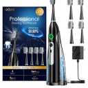 Electric Toothbrush with Water Flosser, All in One Sonic Flossing Toothbrush with 3 Modes & 5 Flossing Speeds & 4 Brush Heads, Rechargeable & Portable for Adult Teeth Cleaning, Black