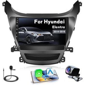Roinvou 2+32G Android Radio for Hyundai Elantra 2014 2015 2016, 9'' Touch Screen Bluetooth Radio with Built-in Wireless CarPlay Android Auto Support GPS Navigation Mirror Link FM/RDS DSP