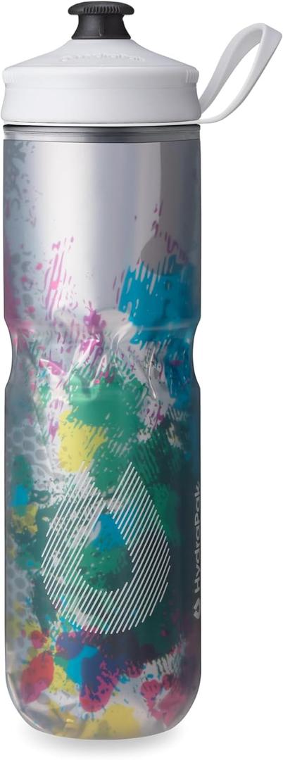 HydraPak | Polar Bottle - Polar Sport Insulated Water Bottle - BPA-Free, Sport & Bike Squeeze Bottle with Handle (Splash Multi, 700ml / 24oz)