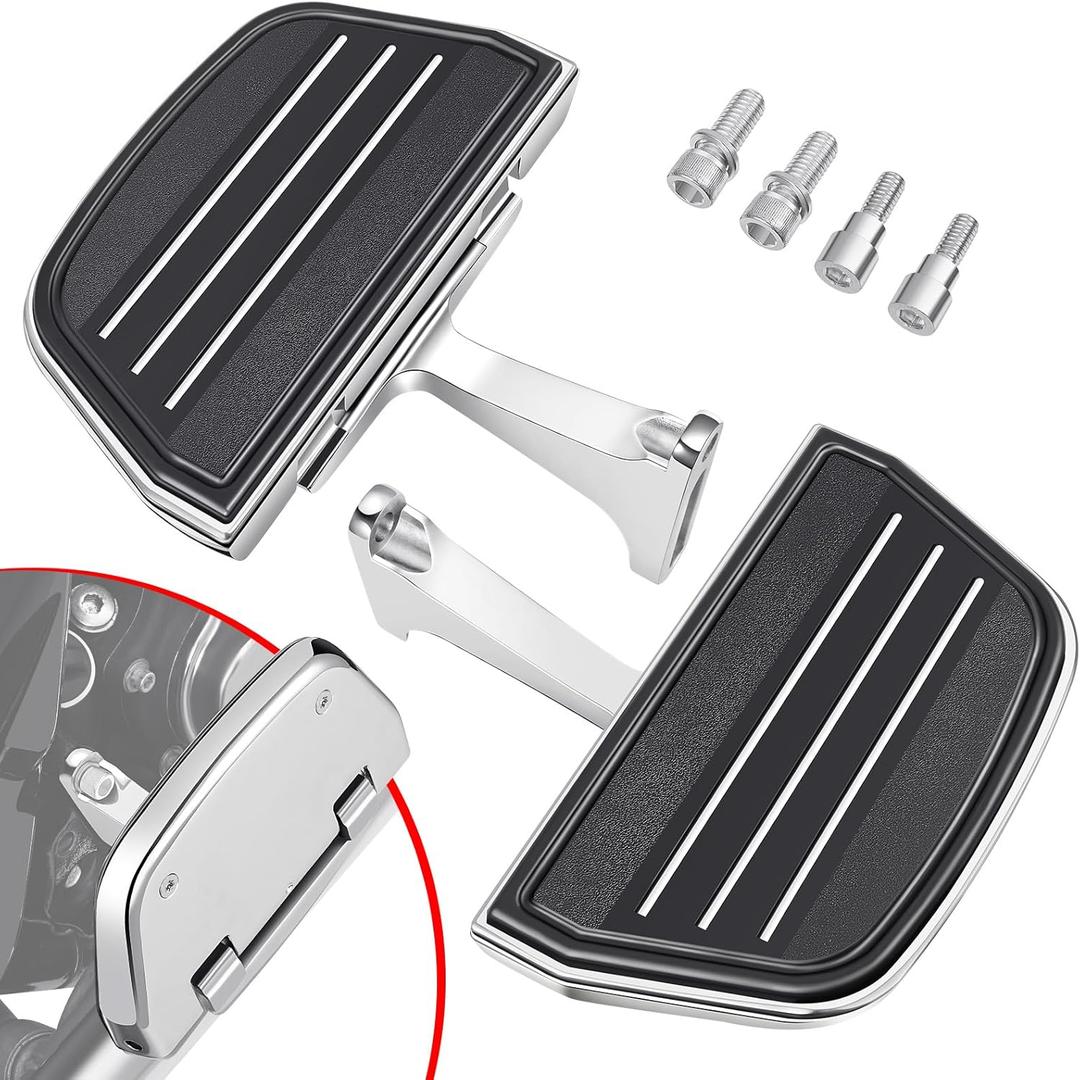 Benlari Passenger Floorboards Motorcycle Footboards Stainless Steel with Mount Kits Compatible with Harley Davidson Touring Road King Street Glide Road Glide Electra Glide 1993-2025 Streamline(Chrome)