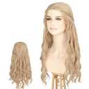 Yan Dream Princess Wig Long Blonde Wavy Hair with Braid Elf Hippie Wigs for Women Cosplay Costume Anime Party