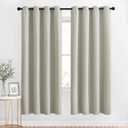 NICETOWN Blackout Natural Window Treatments for Bedroom - Grommet Thermal Curtains Room Darkening Sound & Light Reducing Curtains & Drapes for Living Room, 2 Panels, W52 x L72