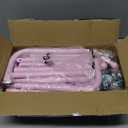 Laiensia Double Rods Garment Rack with Wheels, Clothing Rack for Hanging Clothes, 4 Hooks, Multi-Functional Bedroom Clothes Rack, Pink