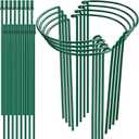 8 Pack 32 or 16 inch Adjustable Plant Support Stakes, Heavy-Duty Half Round Peony Support, Garden Plant Stakes Cage for Outdoor Plants, Peony, Tomato, Hydrangea, (16In Support +16In Extension Tubes)