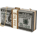 Classic Dollar Style Evening Bags With Diamond Shoulder Bag Wallet Clutch, Gray