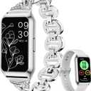 Smart Watch,Fitness Tracker Watch 7 Day+ Battery with Heart Rate/Step Counter/Calories/spO2/Sleep Monitor,IP68 Fitness Smart Watches for Women Android&iOS Silver