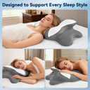 Sleep Apnea Pillow with Neck Pain & Snoring Relief -Orthopedic Cervical Pillow, Ergonomic Contour Memory Foam for Side, Back,Stomach Sleepers, Medium Firm (GreyWhite, Queen Size)