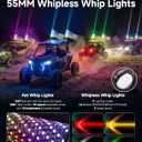 KEMIMOTO 2-in-1 2pc 2ft whipless Fat Whip Lights, Alien Lights with Integrated Rocker Switch, Remote & APP Control, 360° Spiral Multi-Color Alien Scratch-Resistant LED Whip Lights for SXS UTV