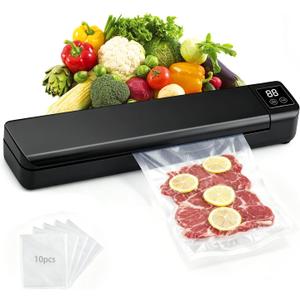 Automatic Food Vacuum Sealer, 10 Food Vacuum Sealing Bags, Digital Countdown Timer, Compact and Lightweight, Easy to Store, Suitable for Home Kitchen Use