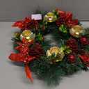 Christmas Advent Wreath - Red Berry Season Centerpiece Decor - Advent Candle and X-mas Candles Decorations