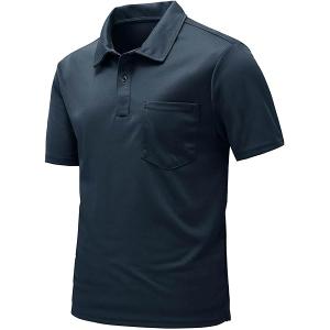Mens Polo Shirts Quick Dry Sun Protection Performance Short Sleeve Tennis Golf Polo Shirts Navy BLUE, 2XL