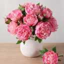 florisso Pink Peony Artificial Flowers - 11 Branches Faux Peonies for Wedding Bouquets, Home Decor & DIY Craft Projects (Artificial Floral Decor)