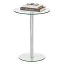 iDesign Round Drink Table - Pedestal Drink Table for Small Spaces - Clear/Chrome