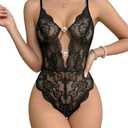 Avidlove Sexy Lingerie for Women Lace Teddy Lingerie One Piece Lingerie Bodysuit(Black,S)