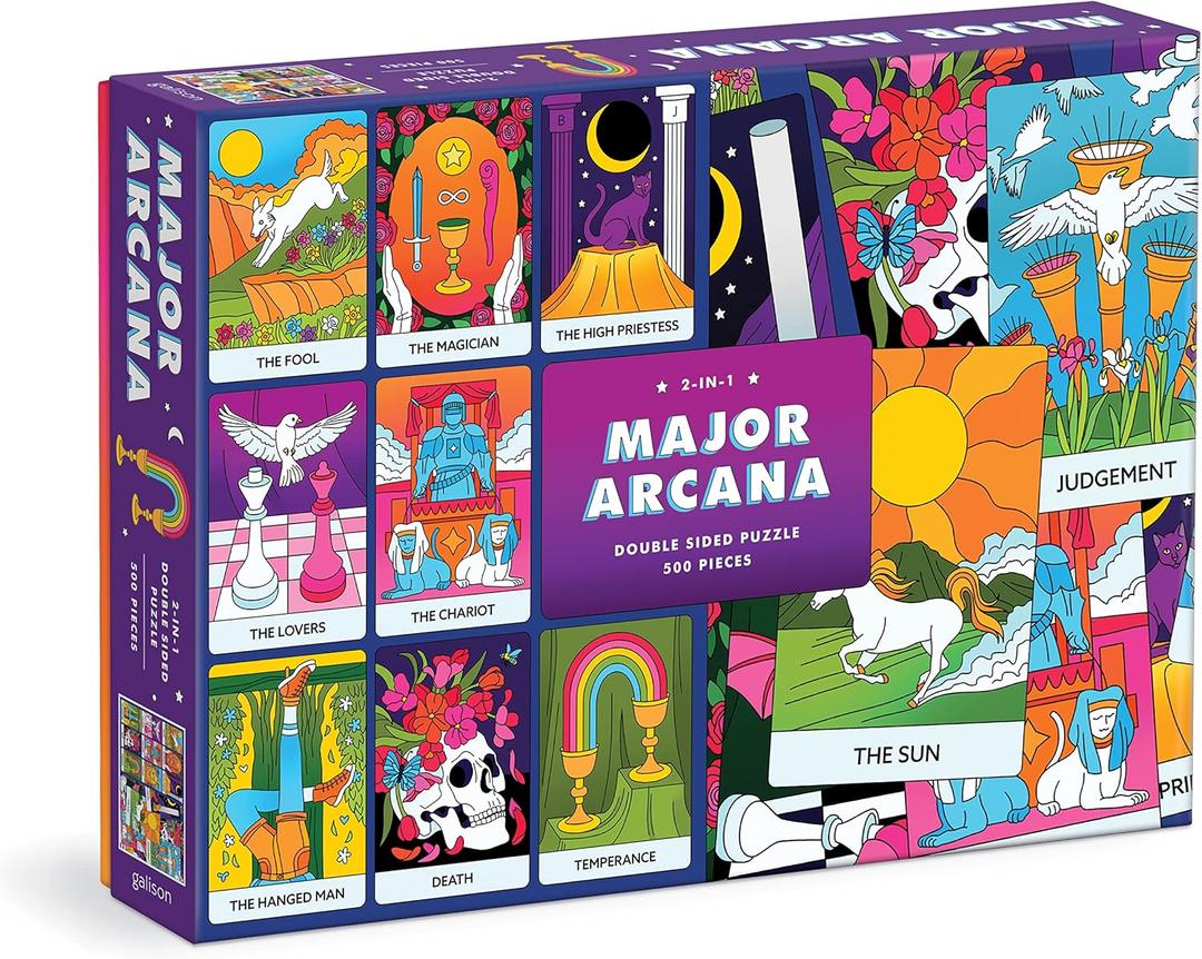 Galison Major Arcana 500 Piece Double Sided Puzzle from Galison - Highlights The Tarot Cards That Represent Life Lessons & Themes, Thick and Sturdy Pieces, Challenging Family Activity, Great Gift Idea