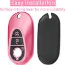 Kirsnda for Mercedes Benz Key Fob Cover with keychian,TPU Protection Key Case Compatible with E Class S Class G Class smart Remote Key (Rose Pink,3 Button)