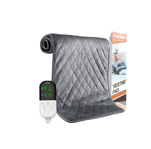 33''x17'' Extra Large Heating Pad for Back&Cramps Relief, XL Electric Heating Pads for Neck Shoulder Pain Relief Heat Pad Upgraded 6 Heat Settings, 4 Timer Options Auto ShutOff Machine Washable Grey