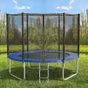 AOTOB 8FT Trampoline with Safety Enclosure NetOutdoor Trampoline with Basketball Hoop, Heavy Duty Jumping Mat and Spring Cover Padding for Kids and Adults, Storage Bag and Ladder