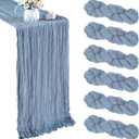 6 Pack Dusty Blue Cheesecloth Table Runner 35x120 Inch Gauze Rustic Boho Table Runner 10FT Cheese Cloth for Spring Wedding Decor Birthday Party Bridal Baby Shower Table Decoration