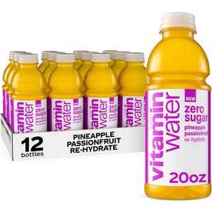 vitaminwater Zero Sugar Pineapple Passionfruit Re-hydrate Nutrient Enhanced Water Bev. 20 oz. 12 pack (EXP 07/06/26)