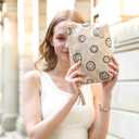 Makeup Bag Small Cosmetic Pouch: Cosmetic Bag for Purse - Cute Make up Bags with Tassel - Gifts for Teen Girl (01-Khaki)