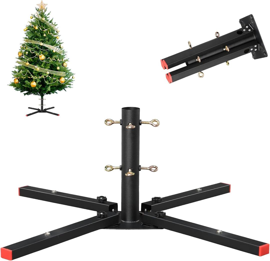 Wefaith Christmas Tree Stands for Artificial Trees - Heavy Duty Cast Iron Metal Holder Base,Adjustable 0.75"-1.6" Trunk,Universal Fake Xmas Tree Stand Replacement Fits Up to 7.5 FT Tree (Middle, Black)
