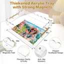 Acrylic Scalloped Tray 16'' X 12'' Clear Acrylic Serving Tray with Magnetic Mat and Golden Handles for Customizable Picture, Art, Decorative Storage Organizer