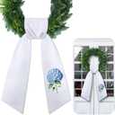 VitalCozy Spring Hydrangea Wreath Sash for Front Door Wreath Satin Sash for Embroidery Monogram Garland Ribbon Accessories Xmas Party Yard Doorway Indoor Outdoor Wall (Blue)