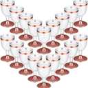 48 Pcs Disposable Plastic Glasses 6 oz Party Cups Hard Plastic Drinking Glasses with Stem Stackable Stemmed Goblets for Champagne Dessert Wedding Home Toasting(Pink Rim)