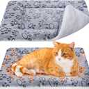 VitalCozy 2 Pack Self Warming Cat Mat Self Heating Pad Bed Reversible Machine Washable Reflects Body Heat Warm Thermal Pet Pad Crate Blanket for Feral and Indoor Cat (Grey, 22'' X 18'', Dog Paw)