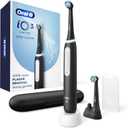 Oral-B Rechargeable Electric Toothbrush, iO3 Limited Deep Clean, 3 Cleaning Modes, Visual Pressure Sensor to Protect Gums, 2 Brush Heads, Travel Case, Black