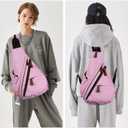 HuxFam Canvas Sing Bag for Women Crossbody Bags Backpack Purse Rucksack Small Casual Daypack (16l.pink)